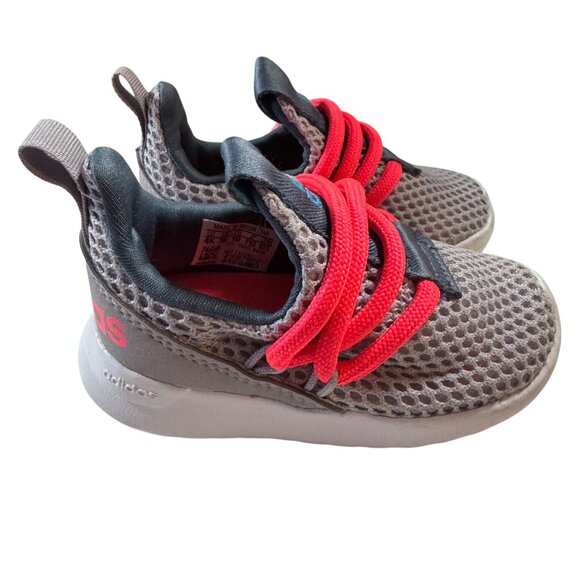 Adidas Kids Sneakers Size 4K Gray Mesh With Red‎ Laces - Picture 3 of 7